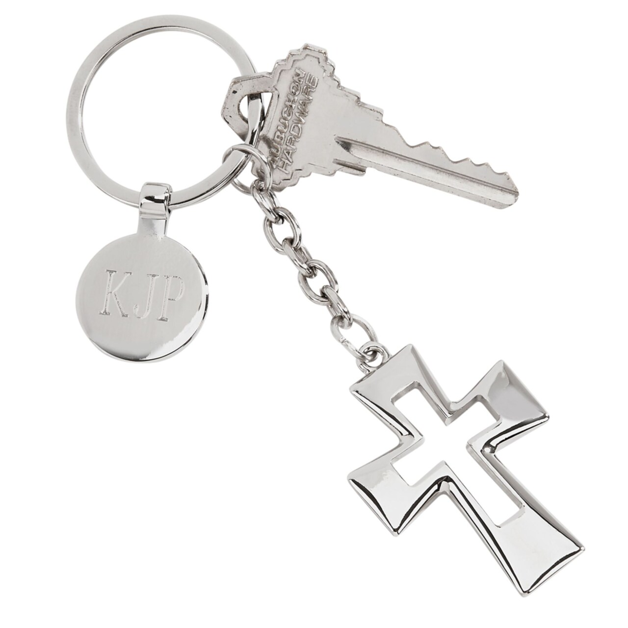 Contemporary Home Living 4.75" Open Cross Design Stainless Steel Key Chain